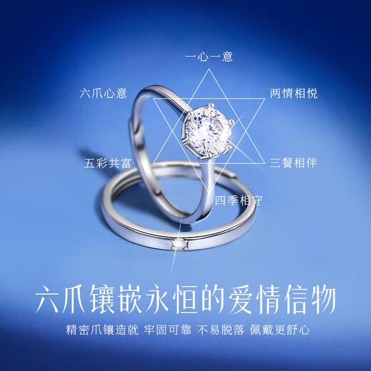 GLTEN One Carat Moissanite Couple Ring Silver Ring Wedding Proposal Anniversary Birthday Gift for Girlfriend and Wife