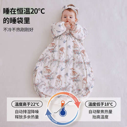 Xikati Baby Sleeping Bag Autumn and Winter Baby Constant Temperature Children's Winter Thickened Anti-Cold Anti-Kick Quilt for Four Seasons Spring and Autumn Constant Temperature Thin Quilt Recommended Room Temperature 20-26 Quiet Garden XL Code (Suitable for 3-4 years old with a height of 95-110cm