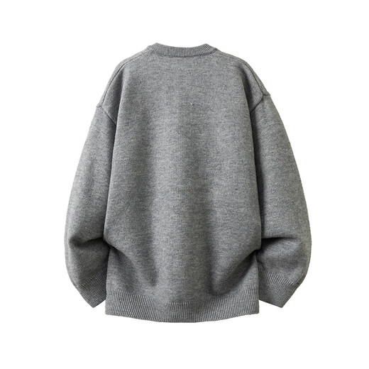 Zhiwei Retro Henley Collar Buttoned Sweater Men's Winter High Street Lazy Sweater Heavy Loose Couple Casual Top Yellow Gray XL Recommended 125-145Jin Jin is equal to 0.5 kg