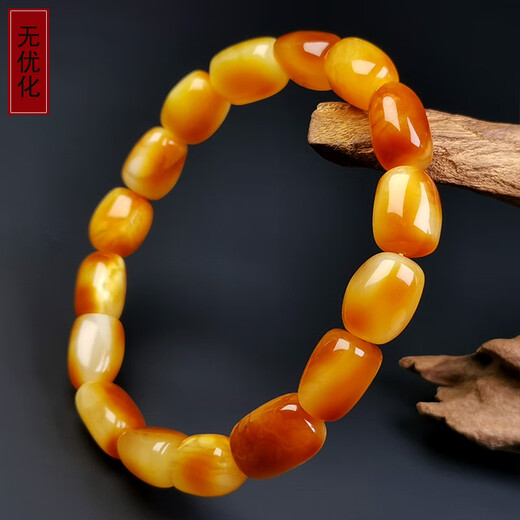 Amber School, one object, one picture, one certificate, men's and women's natural amber, Russian material, white flower beeswax bracelets, no cracks, bracelets, 10.89 grams, 9*12 mm