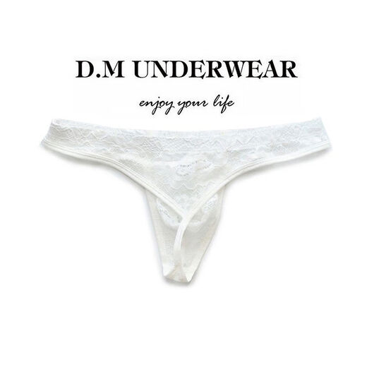 Men's T-string low-waist sexy men's underwear lace mesh breathable empty summer T-shaped sexy temptation mesh black L115-130Jin Jin equals 0.5 kg