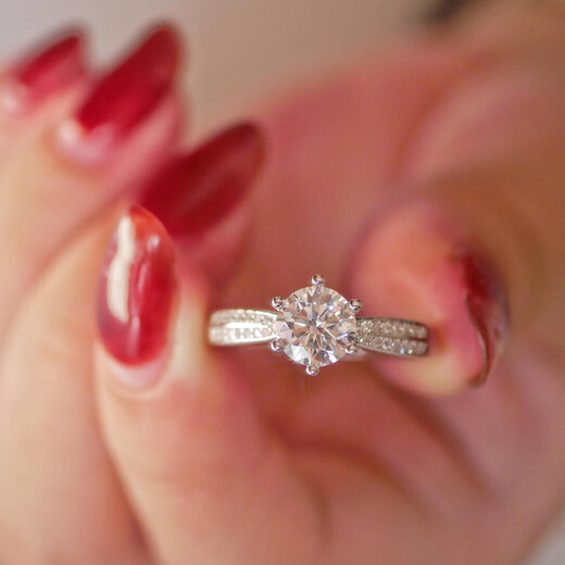 I Do platinum PT950 diamond ring for women with baby's breath 1 carat Starlight Queen cultivated diamond wedding ring proposal gift for wife Starlight Queen 50 points diamond opening adjustable