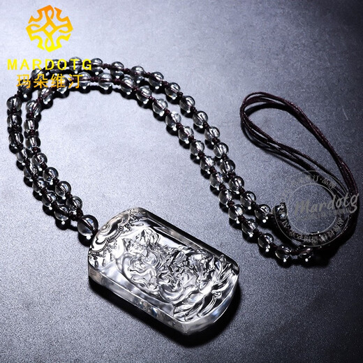 MARDOTG white crystal natal Buddha pendant for men, twelve zodiac signs, natal year amulet necklace, gift for women, Ma Mahasthamaprapta Bodhisattva - with bead chain