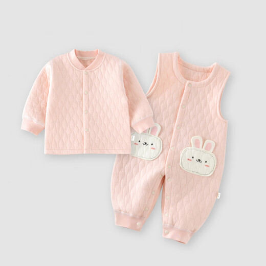 Disney (Disney) baby autumn clothing cartoon warm overalls set children's jumpsuit warm overalls set bunny-pink 66cm