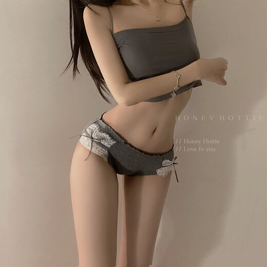 Universal toffee girl, Japanese pure lust bow girl underwear, low-waist briefs, gray + white + light gray, 12% off for orders of 5 pieces, one size fits all, suitable for 120 Jin, Jin is equal to 0.5 kg