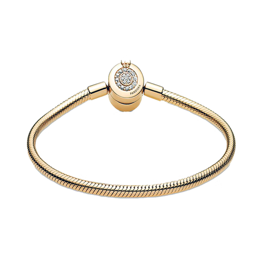 Pandora Moments Sparkling Crown Letter O Snake Bone Chain Bracelet Women's Gold Bracelet Brand Original Box 16cm