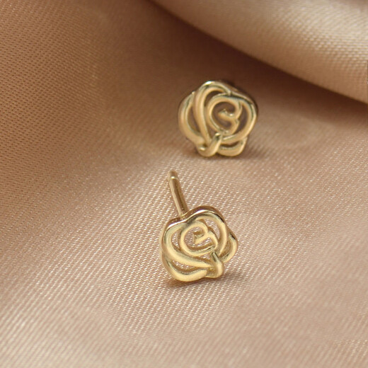 Puman Zhuji 18K gold earrings for women summer rose niche design 2025 new trendy simple temperament earrings earrings a pair of small rose earrings gold