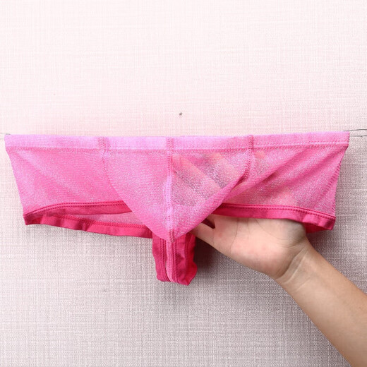 Universal small boxer sexy half-cover hip transparent large bag men's underwear mesh bright see-through breathable large thong panties gold L
