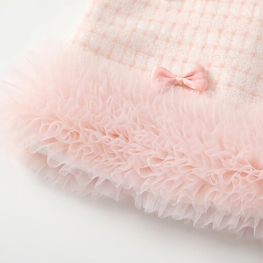 Fanlie VOONLIE girls' small fragrant dress winter style children's velvet princess vest dress one-year-old baby dress winter pink 80 cm