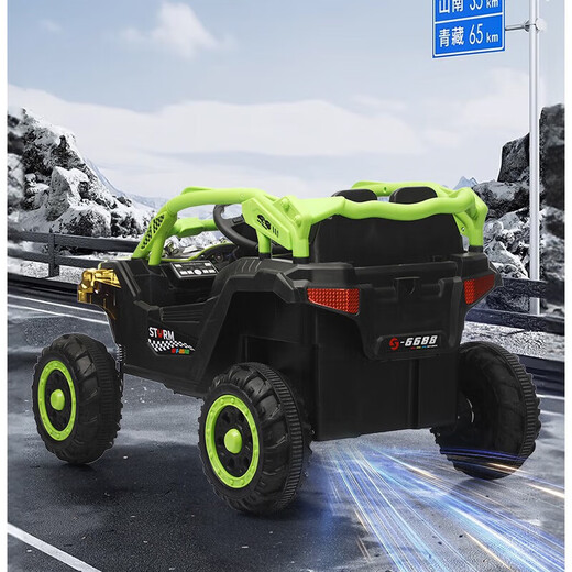 儿童电动车可坐人小孩四轮越野车汽车宝宝遥控玩具车可充电童车 粉色+6V电瓶+双驱遥控