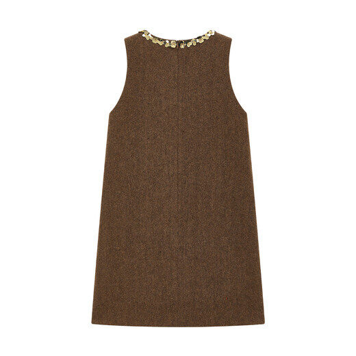 ELLE KIDS children's clothing sequined beaded dress girls winter new retro heavy woolen material vest skirt