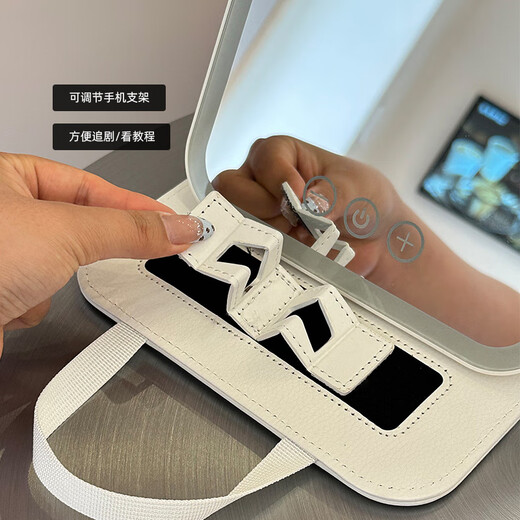 LED makeup mirror with light folding dressing high-definition desktop portable student dormitory home travel beauty small mirror basic white large size