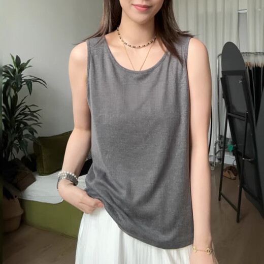 Large size loose and casual bottoming sleeveless camisole for women summer new fat mm round neck inner wear white Thai style/unique/belly cover/super popular M recommended 90-100Jin Jin equals 0.5 kg