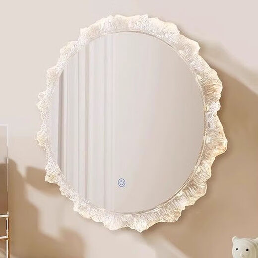 Cosmetic mirror with light desktop desktop LED mirror sunflower beauty mirror French master bedroom makeup mirror with real light, diameter 40cm, plug-in model + wall hanging (three-color light changing)