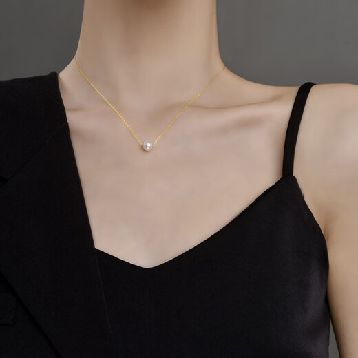 Fumoli (NYMPH) 18K gold Passepartout necklace pendant DIY accessories freshwater pearl round strong light handmade material necklace bracelet 5.5-6.5MM 18k gold (excluding chain)