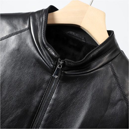 ARMANI EXCHANGE阿玛尼偏小一码秋季新款男士高端PU加绒休闲立领夹克外套 黑色(柜货剪标) 4Y177A 3XL 190(160-180斤)