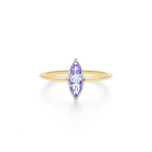 AHKAH Women's Ring Elegant, Simple and Exquisite Sparkling 18K Brass Tanzanite Marquise Cut Purple Gemstone Picture Color No. 5
