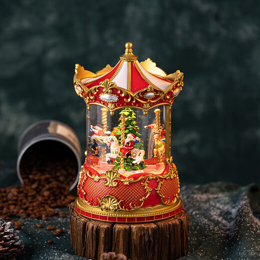 Mayjia Christmas gift children's carousel music box crystal ball music box ornaments year-end blessing bag New Year's Eve gift box