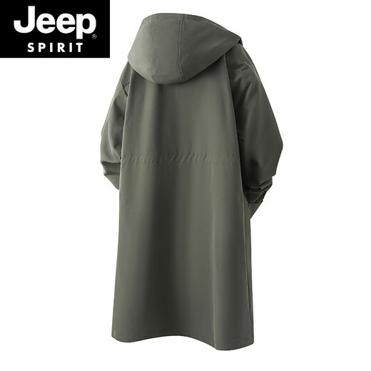 JEEP SPIRIT waist-shrinkable hooded outdoor storm coat for men in autumn and winter thickened quilted mid-length coat jacket Korean style coat trendy black cotton L suitable for weight 90-150