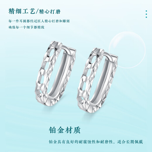 Wanfulong PT950 platinum simple oval car flower wheel platinum earrings women's earrings versatile commuting style gifts for girls Platinum 950 fashionable oval wheel earrings 2.56g