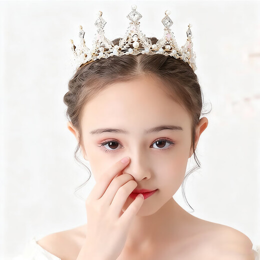 Bangboshi large crown headband children princess rhinestone crown girl girl birthday gift stage performance crown headband golden pearl crown