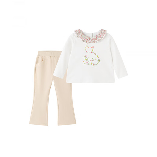 YEEHOO children's clothing for girls, casual Yunsi white - long sleeves + trousers 73 cm