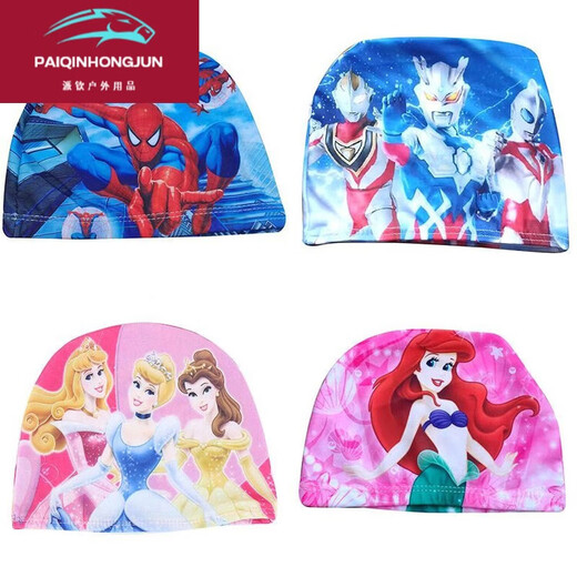 Vinoa swimming cap for children, boys and girls, universal cloth style that does not strangle the head, cute cartoon baby child cloth cap, Ultraman swimming cap, Ultraman + sapphire blue swimming goggles (with earplugs and nose clip)