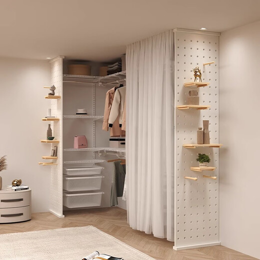 MOEACA metal wardrobe bedroom home all-steel frame walk-in open wall-mounted wall hole board dressing room custom-made comfortable 2.3-meter wide metal wardrobe-delivery package included