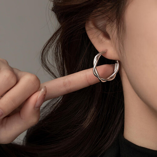 Bai Qixin earrings for women, exquisite twist earrings, earrings for women, light luxury, high-end, simple and versatile metal hoop earrings, a pair of twist earrings