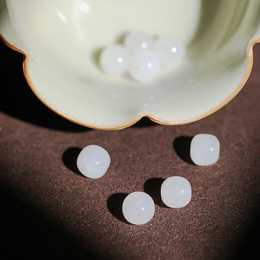 Cardamom Time Collection Grade Hetian Jade White Jade Loose Beads with Beads DIY Toy Accessories Old Type Bucket Beads 5x7mm