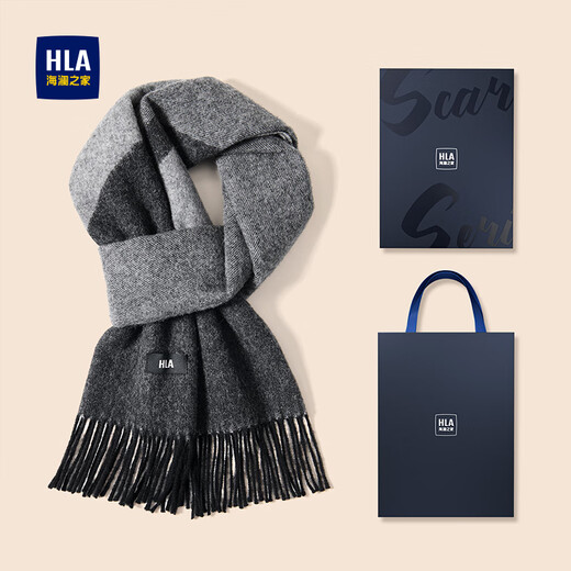Heilan House Sheep Wool Winter Warm, Windproof and Cold Scarf for Men New Autumn Fashion Scarf for Boyfriend Gift Box, Sky Gray