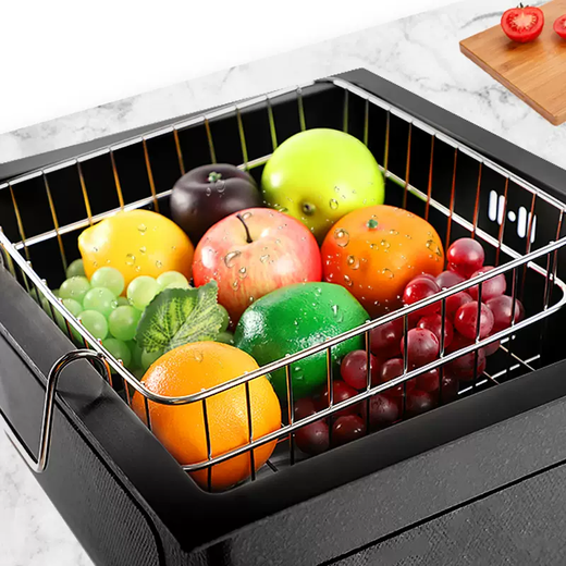 Yusenyi vegetable sink drain basket vegetable basket kitchen rack sink stainless steel drain rack tableware storage hanging basket inner diameter 28CMx28CM suitable for all sinks