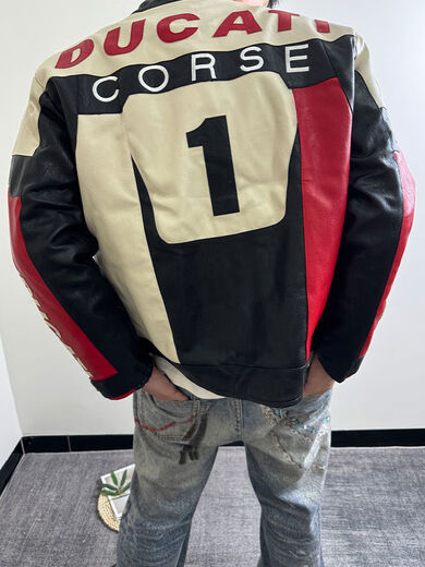 RSGDL Dennis Ducati No. 1 Cycling Suit Leather Jacket Men's and Women's Motorcycle Jacket Motorcycle Racing Suit Red S S