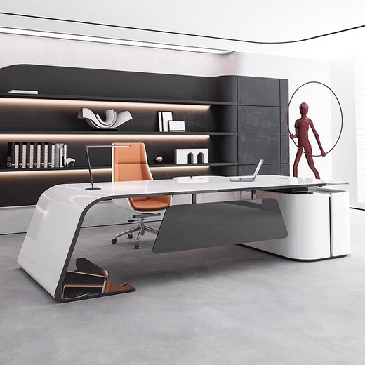 Creative painted boss desk, light luxury desk, president's desk, simple modern medical beauty executive manager desk combination 1.6*0.8*m left side cabinet
