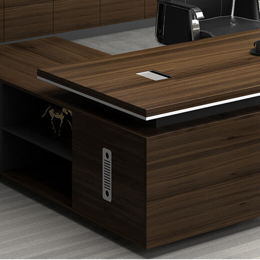 Boss tables and chairs, modern office furniture, light luxury boss desk, CEO desk, full-board desk, 1.6-meter boss table, left cabinet