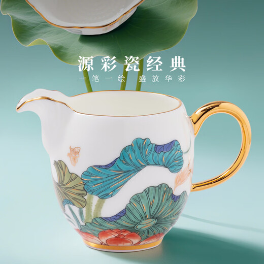 Yongfengyuan (auratic) Xingfu Heming 8-head 9-head tea set high-end ceramic teacup tea set teapot cover bowl fair cup gift box teapot set 8 heads