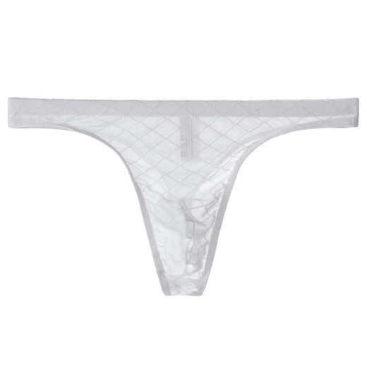 Iosn men's underwear mesh transparent thong sexy soft breathable thin pouch young men's underwear white