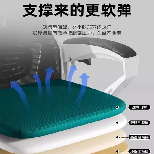 Yusenyi Ergonomic Computer Chair 135 reclining design suitable for dormitories. Comfortable sedentary gaming chair with built-in latex and 4D. White frame gray丨135 reclining-with footrest丨built-in latex-4D adjustable lumbar support. Nylon feet with footrest