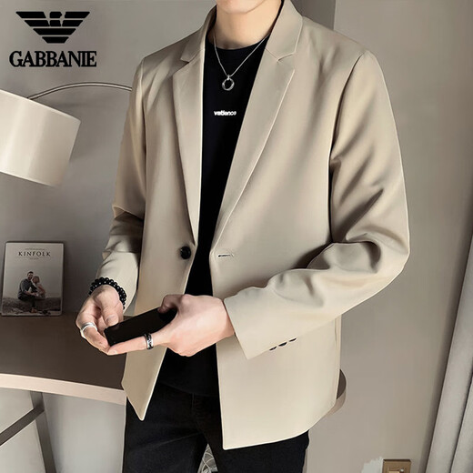 AX Armani's new light luxury handsome suit men's spring business casual suit jacket Korean style trendy single suit gam-K055 solid color single button small suit black M