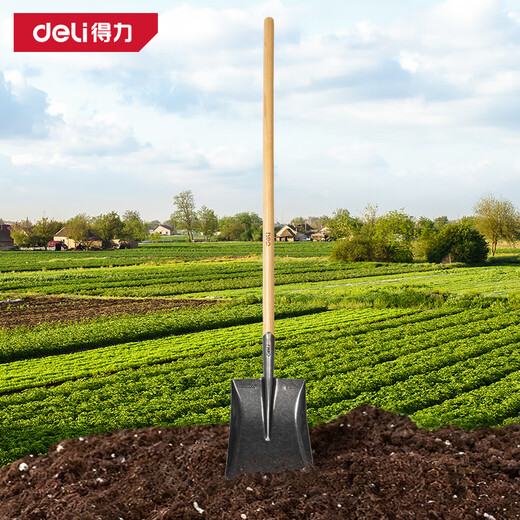 Deli shovel manganese steel trenching hole flood control shovel wooden handle shovel pickaxe shovel soil shovel mud shovel garden shovel