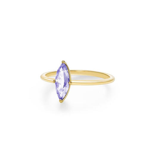 AHKAH Women's Ring Elegant, Simple and Exquisite Sparkling 18K Brass Tanzanite Marquise Cut Purple Gemstone Picture Color No. 5