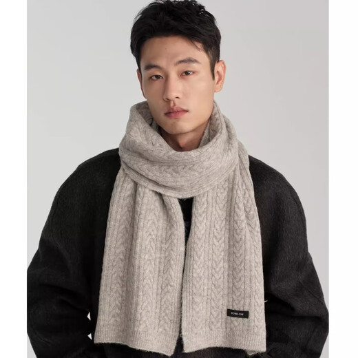 SOOKI gray scarf winter men's warm fashion versatile atmosphere high-end knitted scarf for boyfriend's birthday gift beige