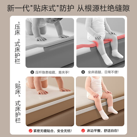 Baozhixuan bed fence bed fence safety guardrail bed baby anti-fall guardrail bedside three-sided punch-free fence nail-free + bedside pole 1.8+2.0+2.0 meters three sides