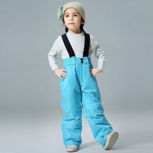 Wujiangmiaopin children's ski pants for girls and boys, waterproof, warm, thickened, windproof, outdoor cold-proof suspenders, small, medium and large children's cotton pants, pink 40 6