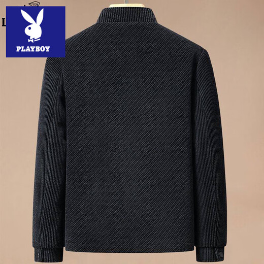 Playboy Dad Jacket Spring and Autumn Style Middle-aged Woolen Jacket Men's Autumn Middle-aged and Elderly 50-Year-Old Grandpa Clothes (Spring and Autumn Style) Black Blue M 170/88A Suitable for 80-100 Jin Jin equals 0.5 kg