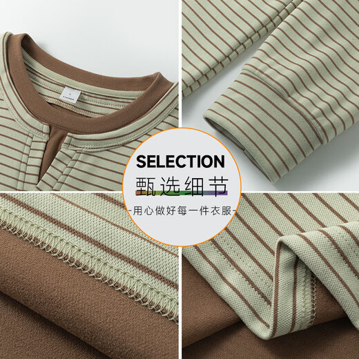 Fake two-piece V-neck striped long-sleeved T-shirt men's autumn and winter trendy Henry collar German velvet bottoming shirt loose casual sweatshirt black MT2581 M Recommendation 105-125Jin Jin is equal to 0.5 kg