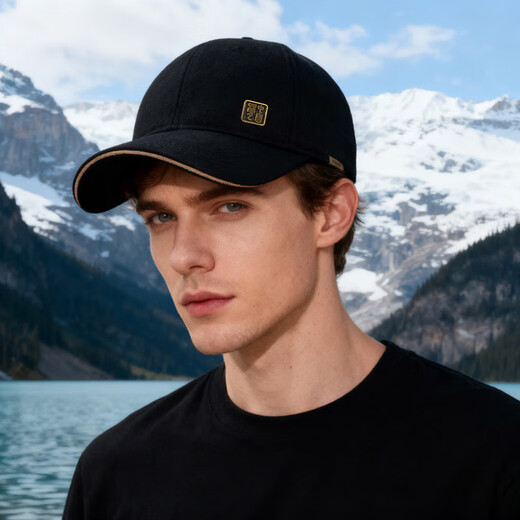 Autumn winter new national style hat men's woolen velvet baseball cap middle-aged and elderly ear protection thickened warm duck cap black one size adjustable