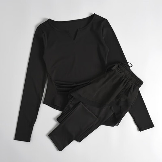 LI NING Li Ning Flagship Store 2025 autumn and winter new yoga clothing set for women, high-end Pilates training fitness long pink top + purple pants S