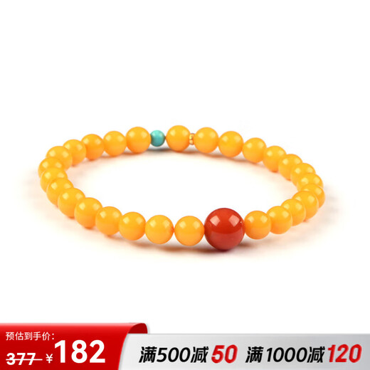 SHE CENTURY Natural Chicken Fat Yellow Beeswax Bracelet National Trend Bracelet Gift 6MM Beeswax (866980) 6MM Beeswax