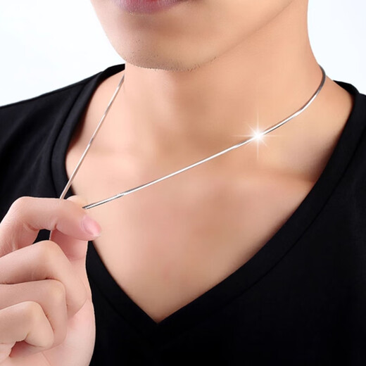 MZMZ platinum necklace men's pt950 platinum simple clavicle chain versatile accessories Valentine's Day birthday gift for girlfriend light luxury fashion snake bone chain 2mm chain length 55cm